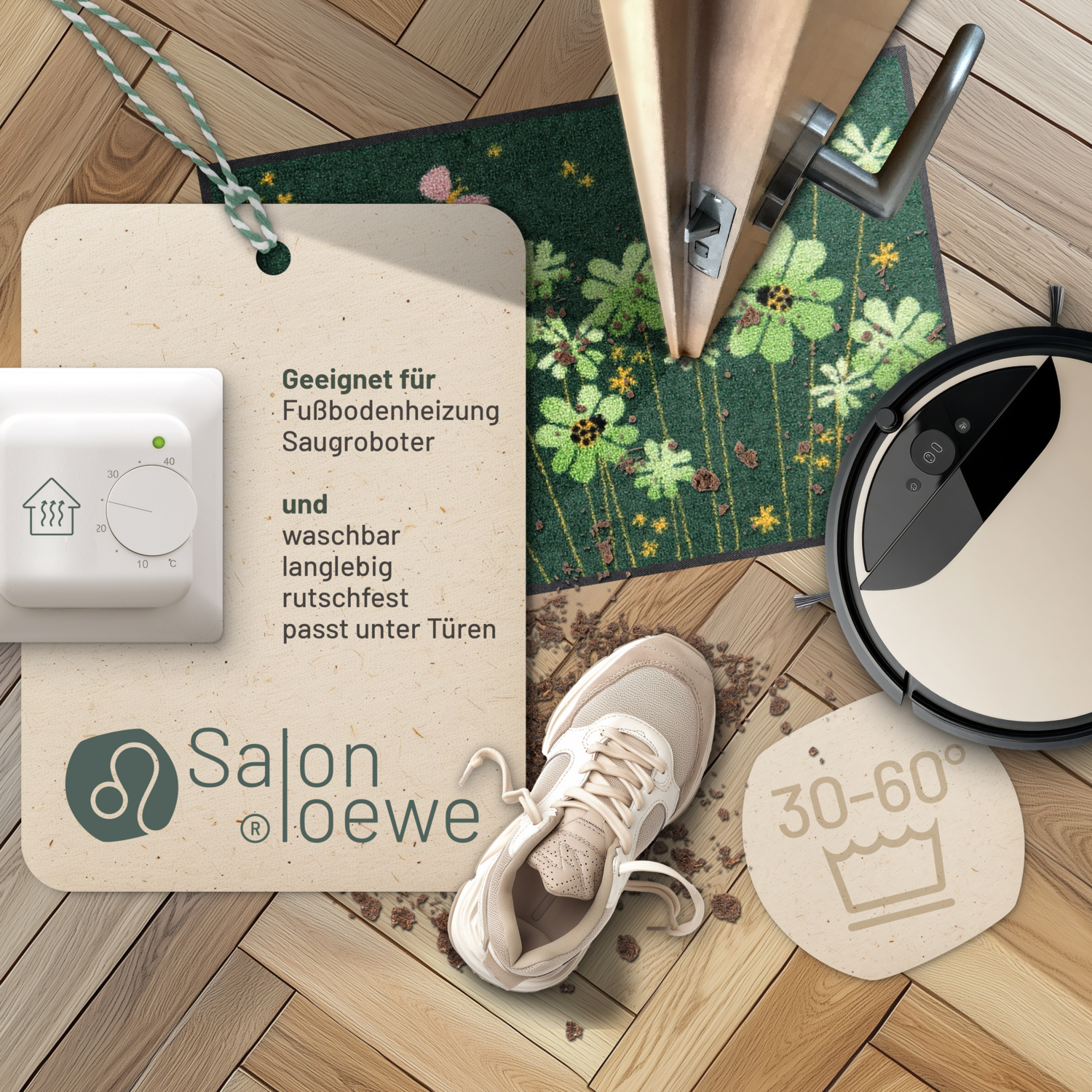 salonloewe-lucky-time-eingangsmatte-50-x-75-cm-kleeblatt-design-dunkelgr-n-polya image 3