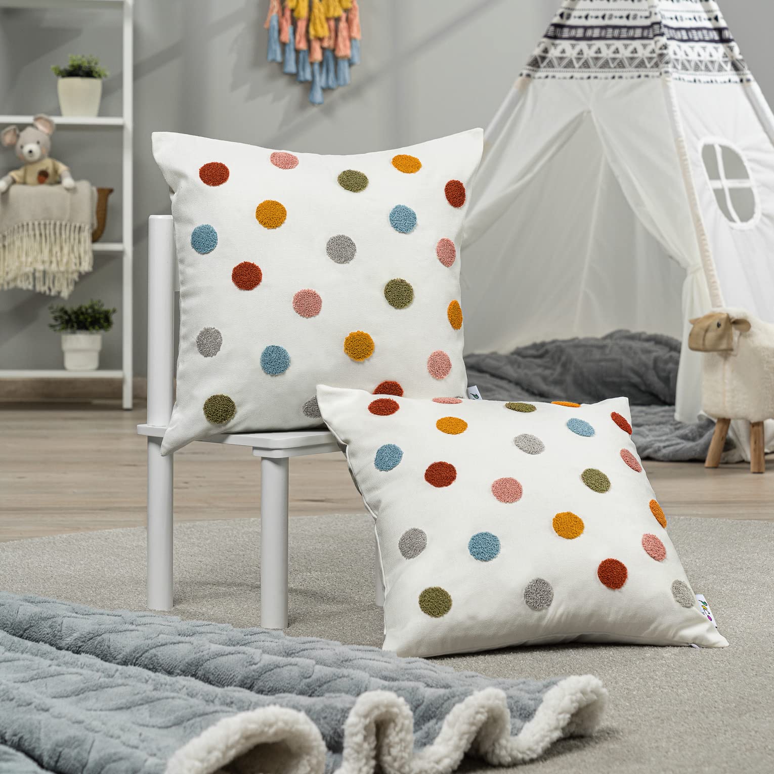 paco-home-2er-set-kissenbez-ge-45x45-cm-punkte-kinderzimmer-deko image 2
