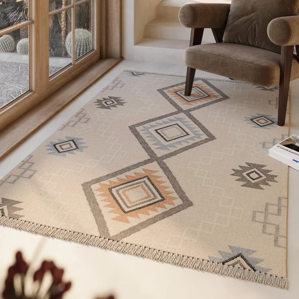 weconhome-green-looop-kelim-teppich-jong-creme-beige-aus-wolle image 1