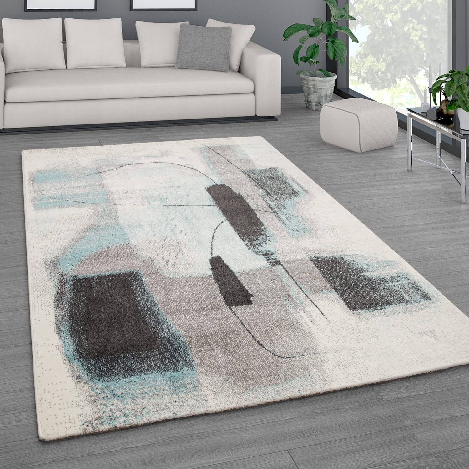 paco-home-kurzflor-teppich-160x230-cm-beige-3-vintage-pastell-abstrakt image 5