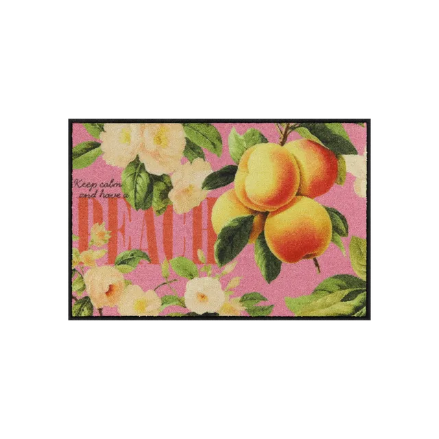 salonloewe-happy-peach-eingangsmatte-50-x-75-cm-waschbare-fu-matte-mit-pfirsich- image 1