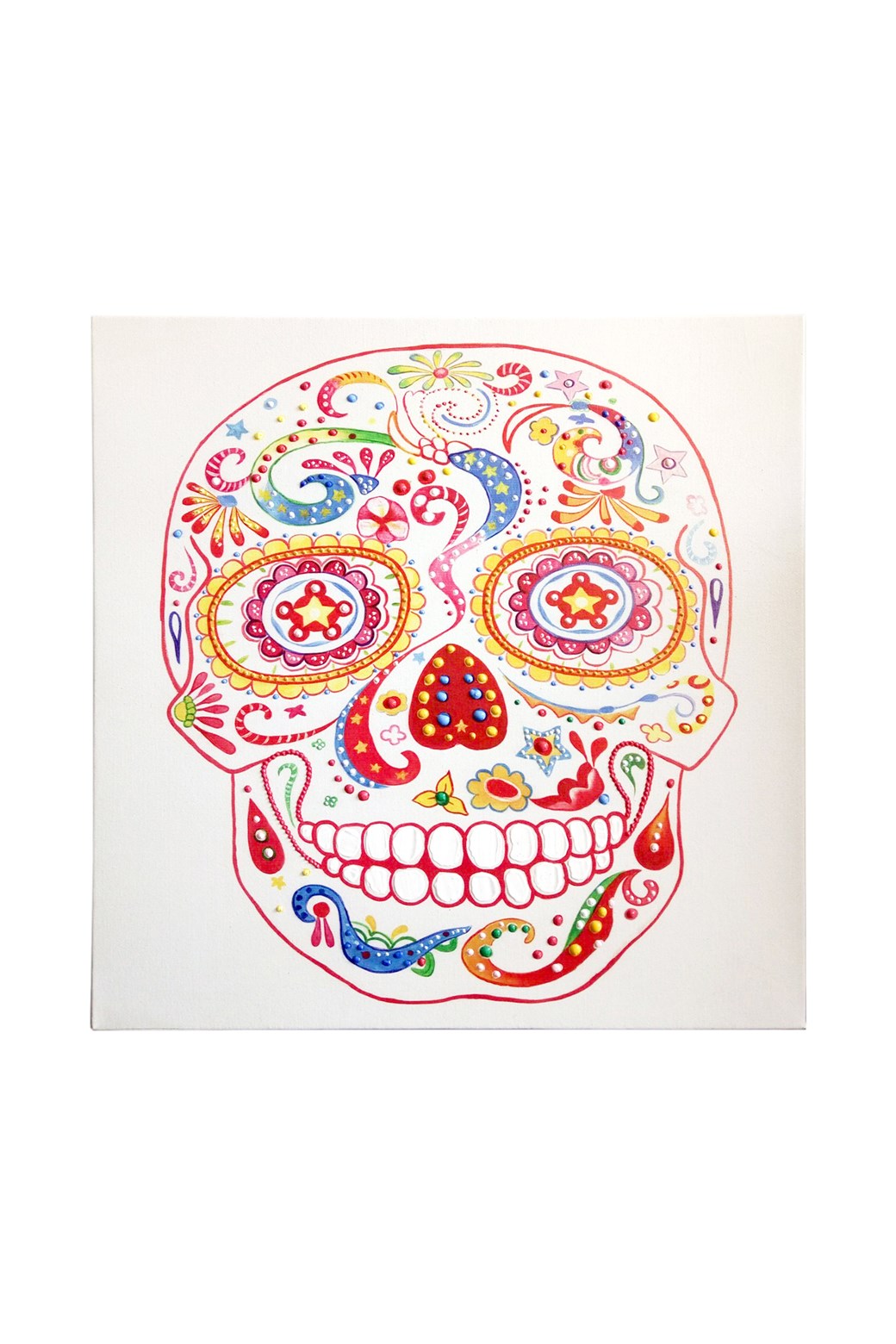 kayoom-l-wandbild-totenkopf-90-cm-x-90-cm-handgemaltes-acrylbild-auf-leinwand-mi image 1