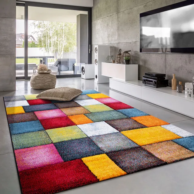 paco-home-kurzflor-teppich-3d-karo-geometrisch-bunt-200x290-cm image 1