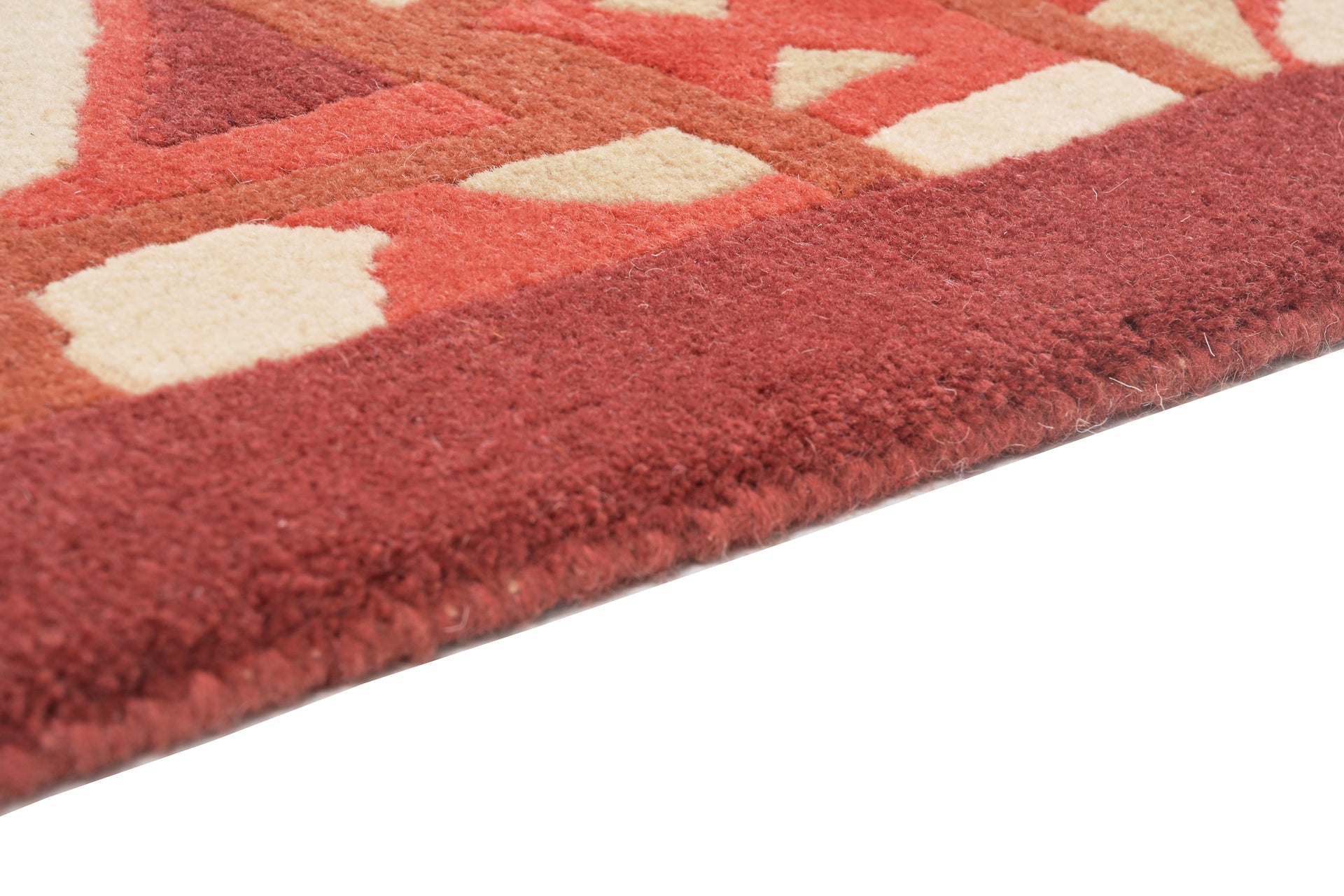 weconhome-handgekn-pfter-tibetischer-teppich-in-rot-mit-retro-bord-re-neuwertig- image 4