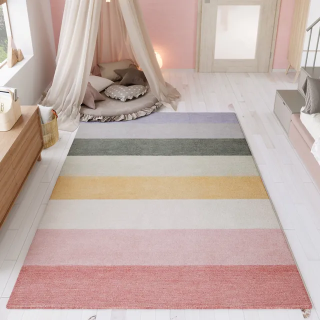 weconhome-smart-kids-lio-kinderteppich-bunt-streifen-getuftet-wolle image 1