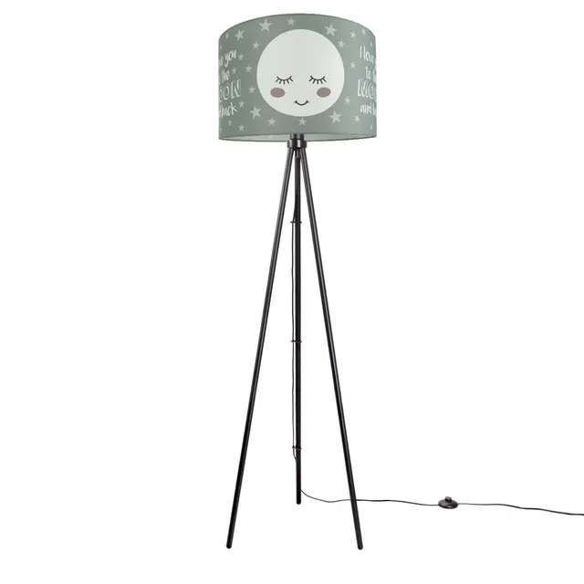 paco-home-kinder-stehlampe-mond-motiv-e27-dreibein-schwarz-schirm-grau-45-5-cm image 1