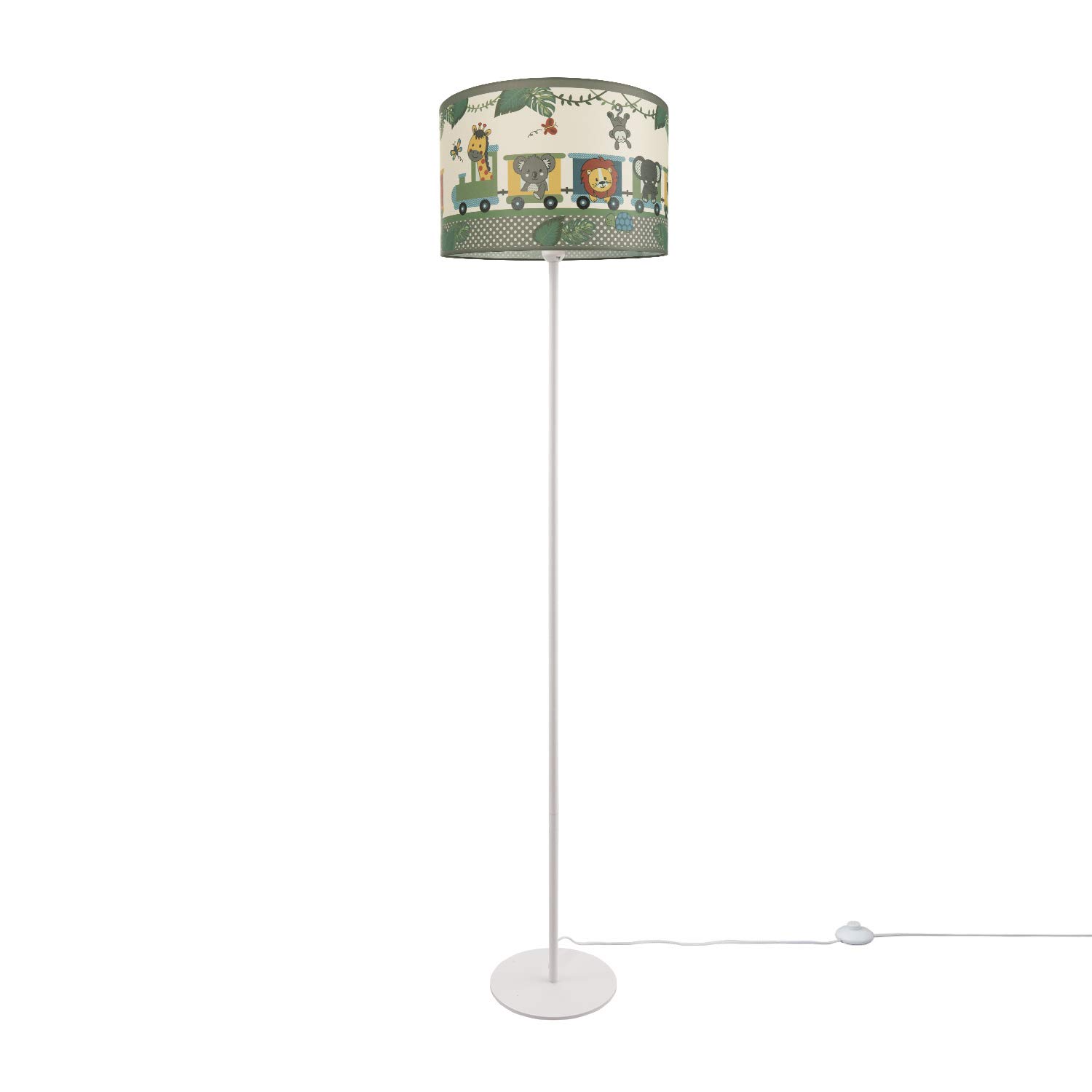 paco-home-kinder-stehlampe-dschungel-tiere-e27-einbeinig-wei-schirm-gr-n-38-cm image 4