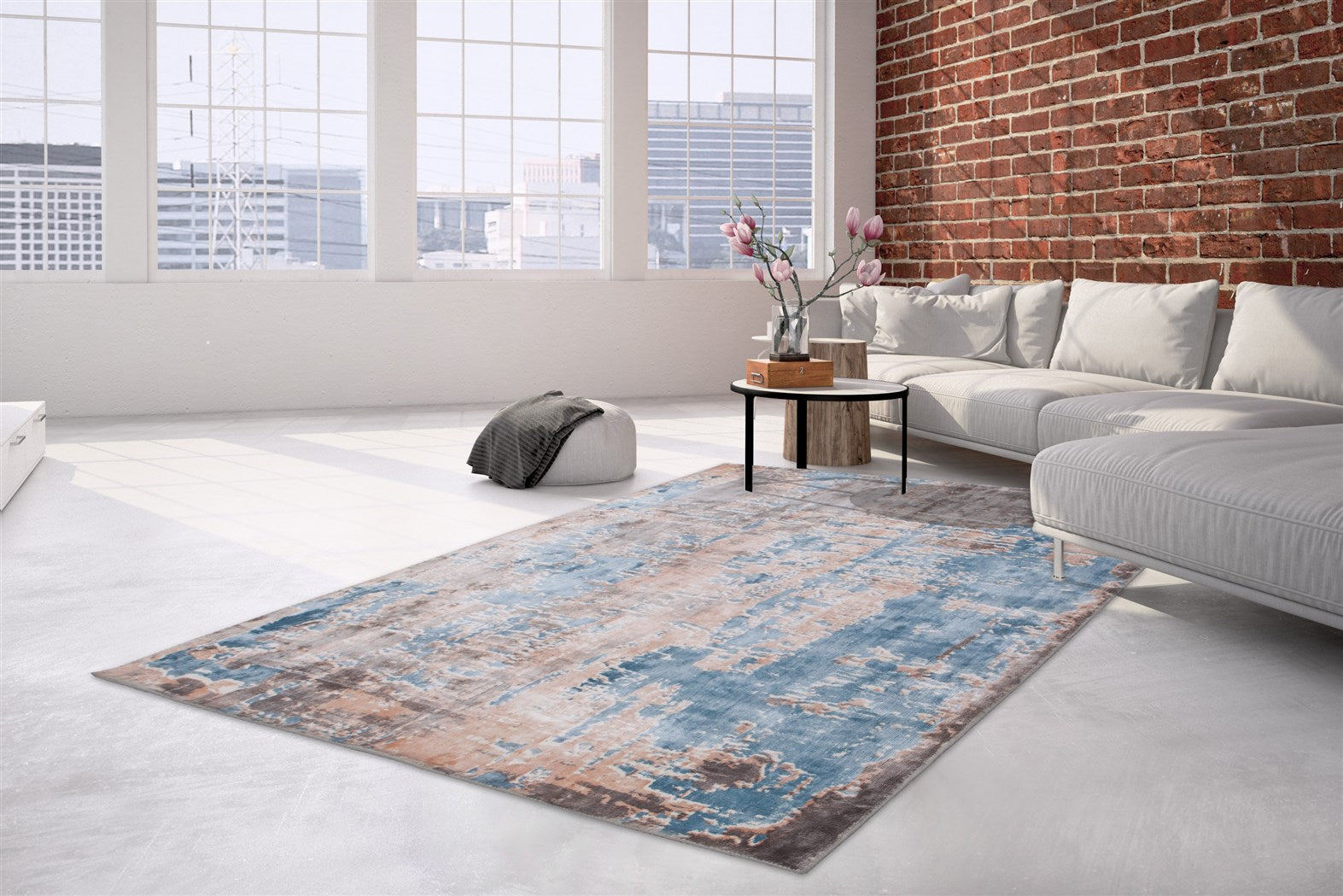 kayoom-ocean-300-vintage-kurzflorteppich-handgefertigt image 1