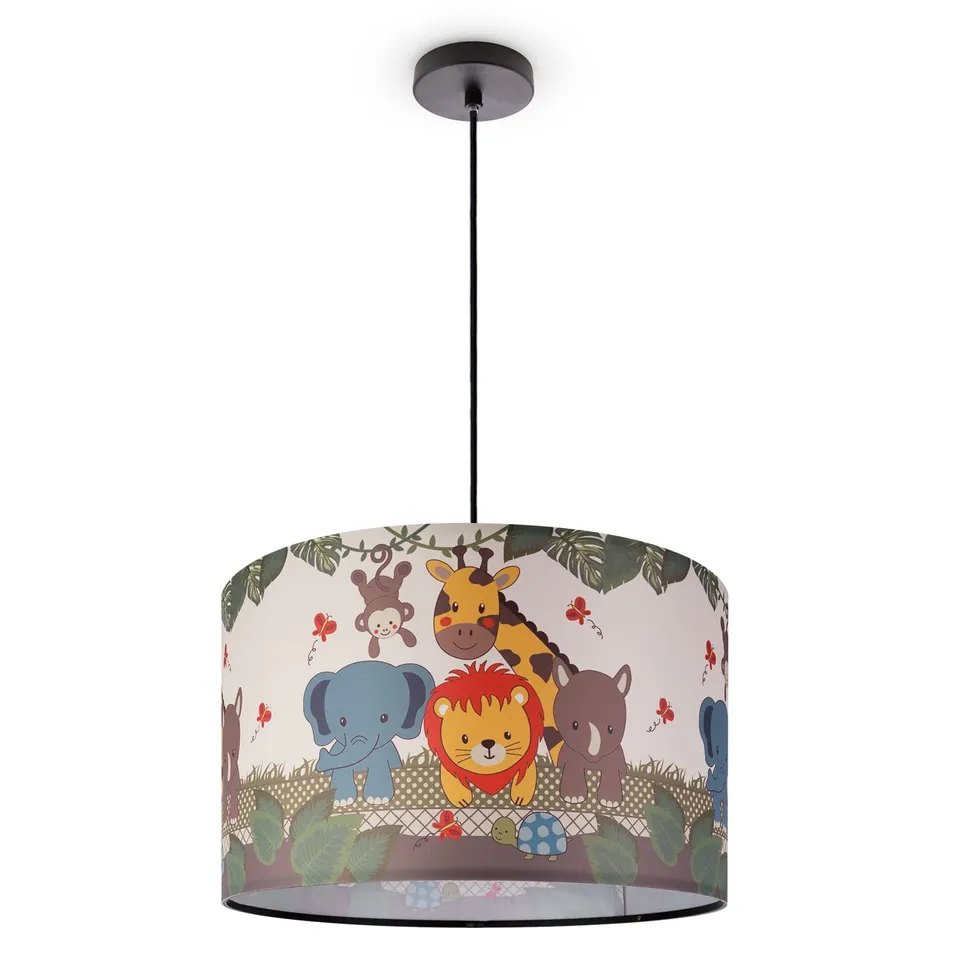 paco-home-h-ngelampe-kinderzimmer-dino-l-we-zoo-e27-stoffschirm image 1