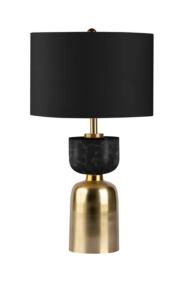 kayoom-cirus-125-tischlampe-goldfarbenes-eisen-marmor-stoffschirm-schwarz-wei image 1