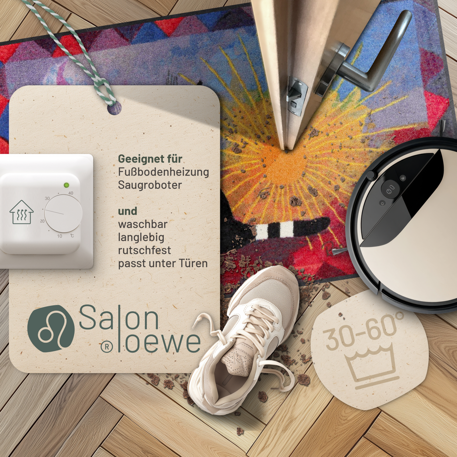 salonloewe-noi-due-teppich-75-x-120-cm-bunte-katzen-fu-matte-mit-sonnenmotiv image 3