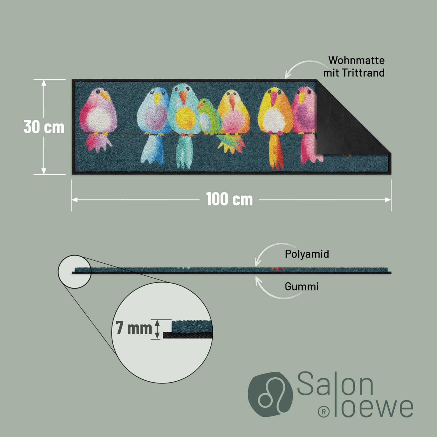 salonloewe-fussmatte-rainbow-birds-eingangsmatte-30-x-100-cm-bunte-vogel-fu-matt image 4