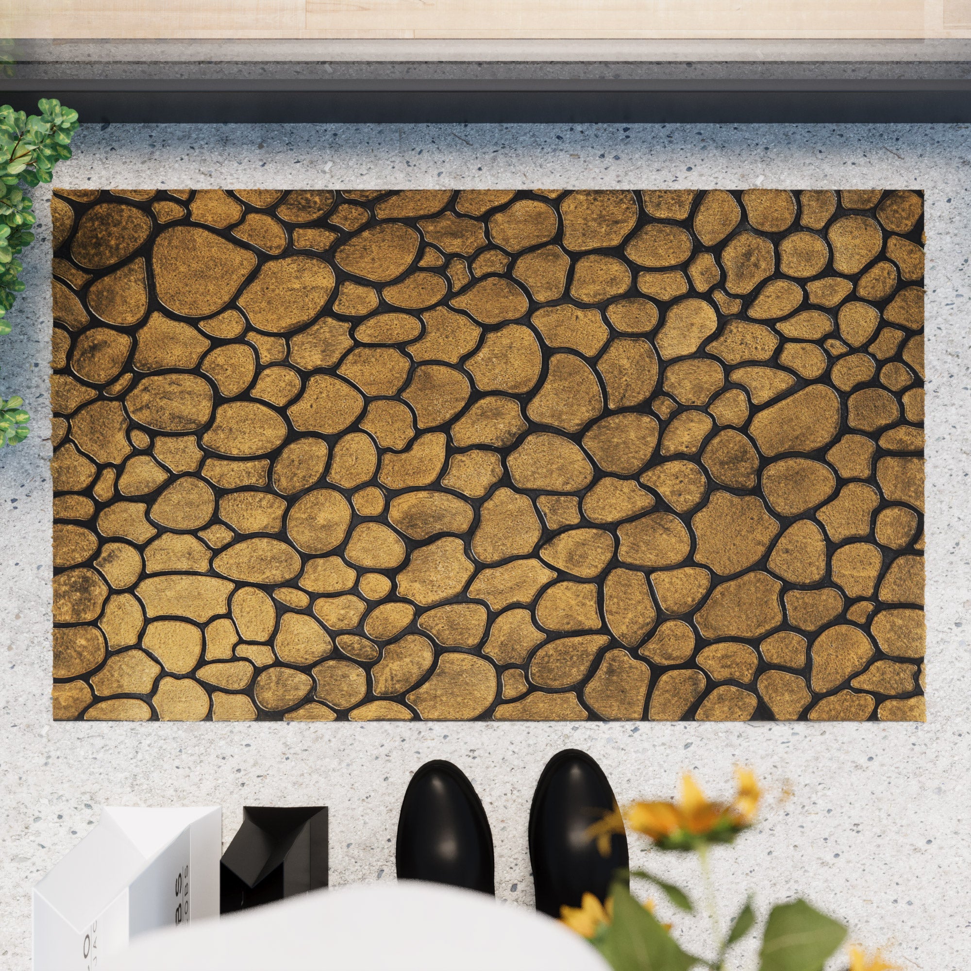 weconhome-desert-pebble-fu-matte-eckig-aus-gummi-gold-braun image 2