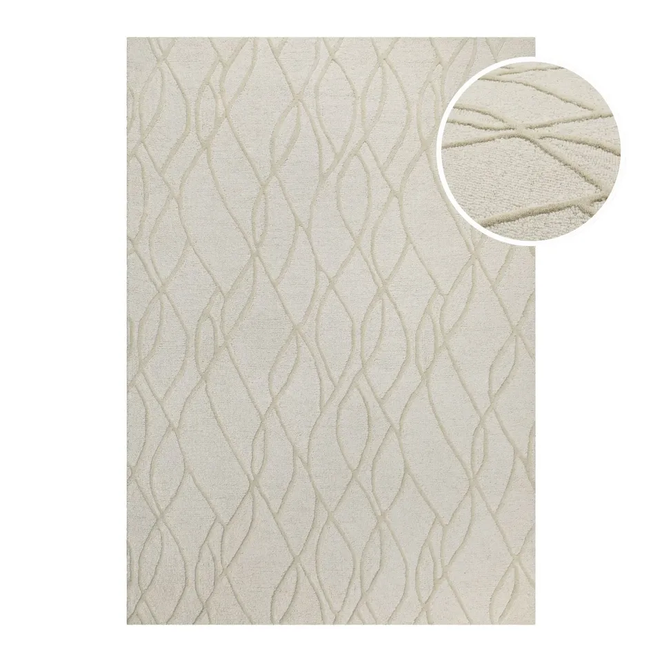 weconhome-hamptons-twentythree-kurzflor-teppich-creme-wei-schurwolle image 1