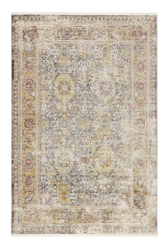 weconhome-soho-fashion-vintage-teppich-kurzflor-grau-gelb-eckig-wh-24052-110 image 1