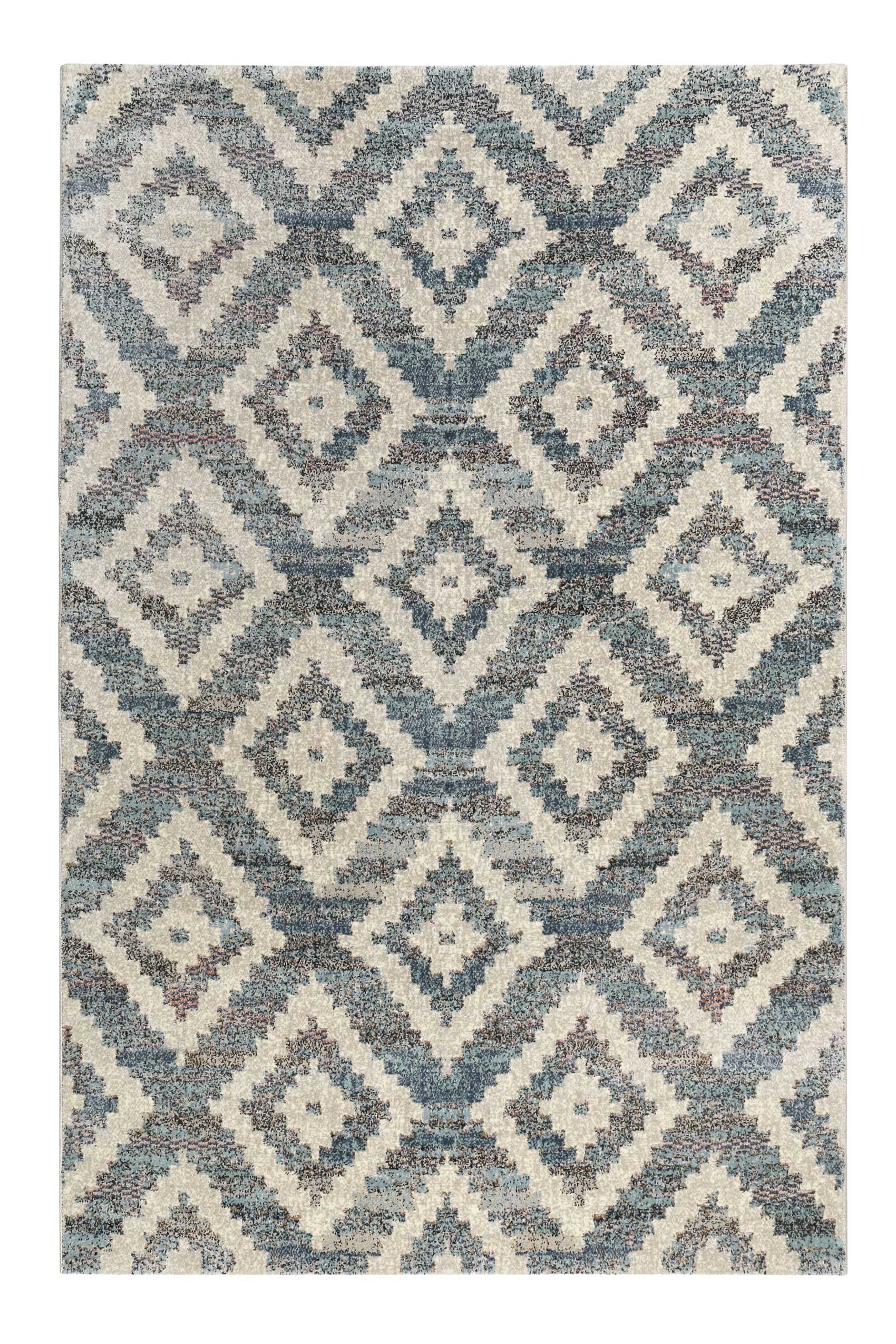 weconhome-passion-2-0-kurzflor-teppich-grau-blau-beige-mit-rhombenmuster image 1