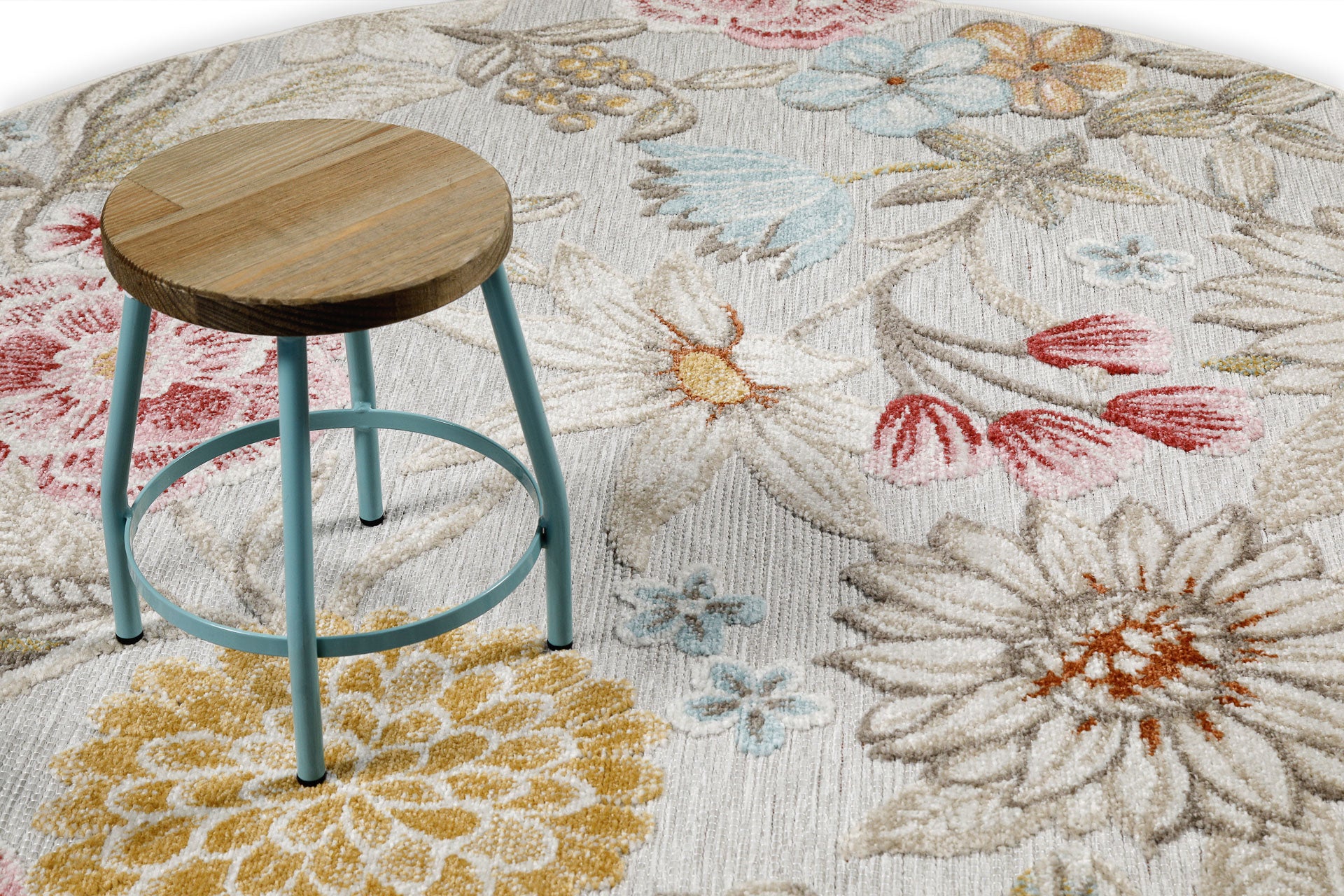 weconhome-abloom-in-outdoorteppich-rund-beige-gewebt-wetterfest-florales-hoch-ti image 6