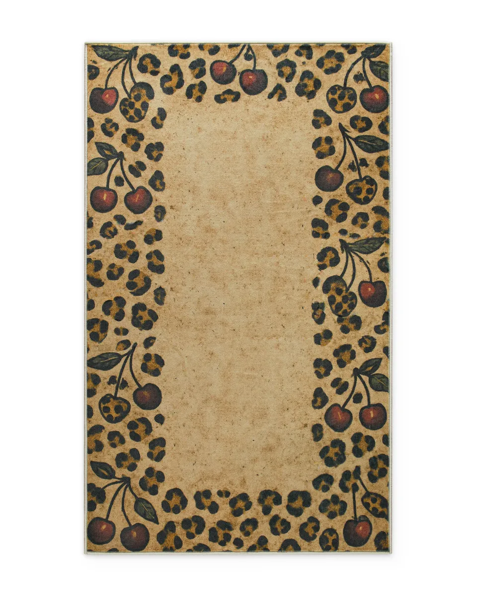 weconhome-badteppich-catwalk-sand-gelb-vintage-animal-print image 1