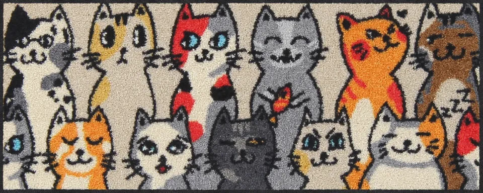 salonloewe-kitty-people-eingangsmatte-30-x-75-cm-buntes-katzenmotiv-polyamid image 1