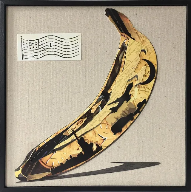 kayoom-papier-wandbild-banana-42x42-cm-leinwand-pappe-zedernholz image 1