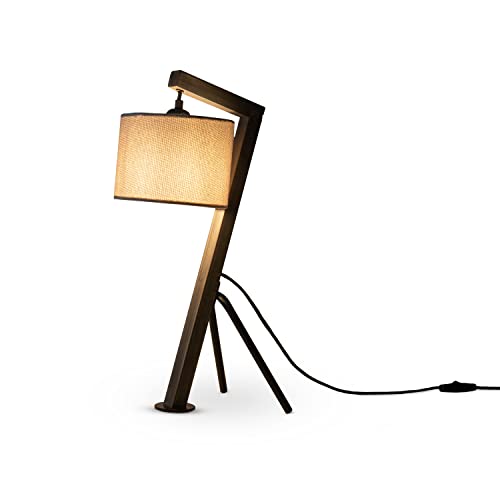 paco-home-holz-tischlampe-e27-mit-stoffschirm-nachttischlampe-retro image 7
