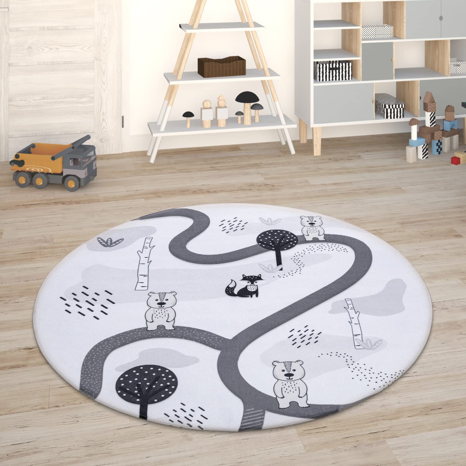 paco-home-kinderteppich-spielteppich-stra-enteppich-rund-120-cm-wei image 1