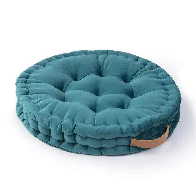 paco-home-cotton-bodenkissen-rund-uni-t-rkis-60x60x8-cm image 1