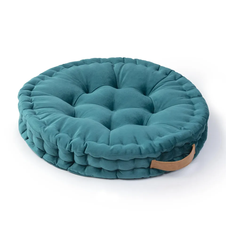 paco-home-cotton-bodenkissen-rund-uni-t-rkis-60x60x8-cm image 1