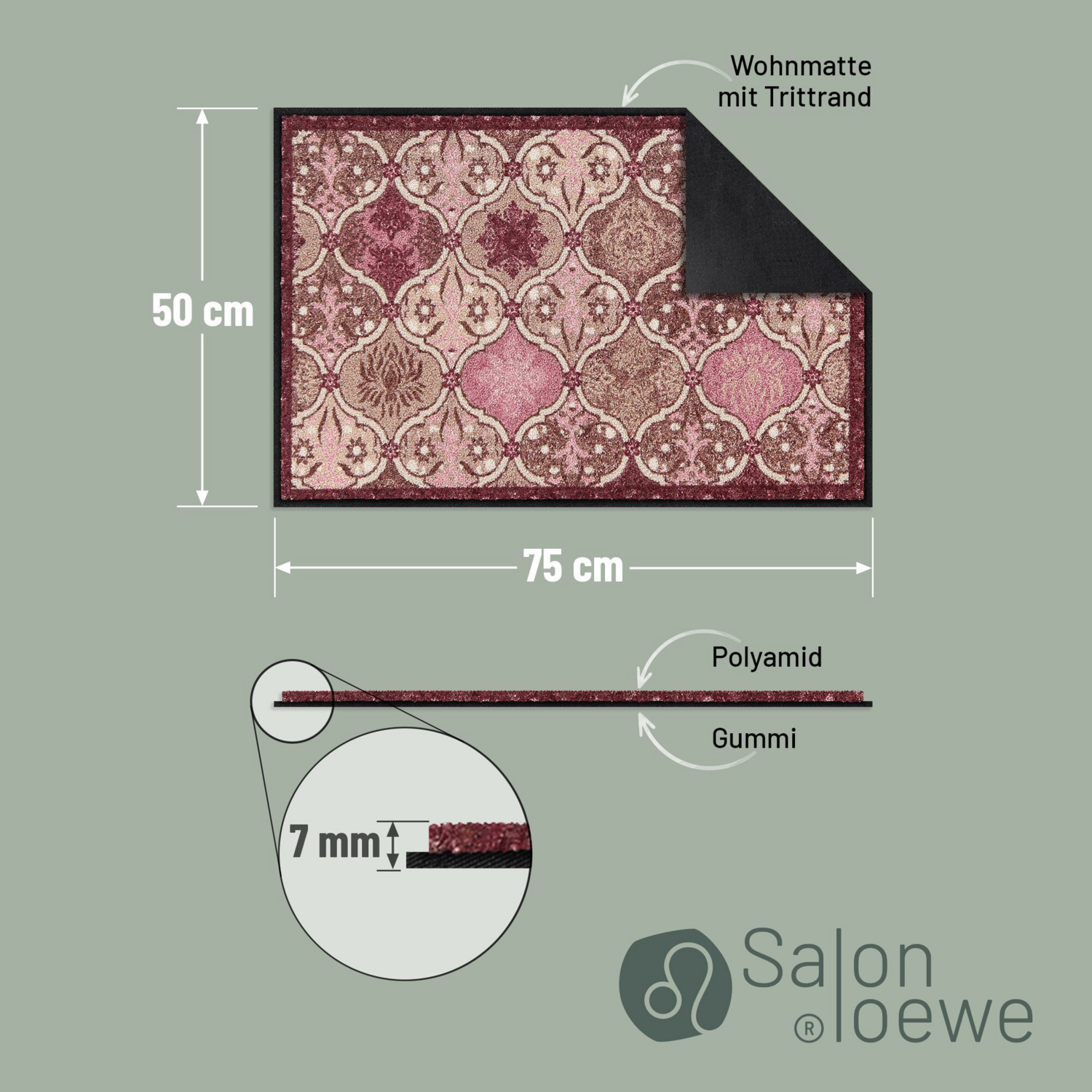 salonloewe-junis-rose-eingangsmatte-50-x-75-cm-ros-farbton-waschbar image 3