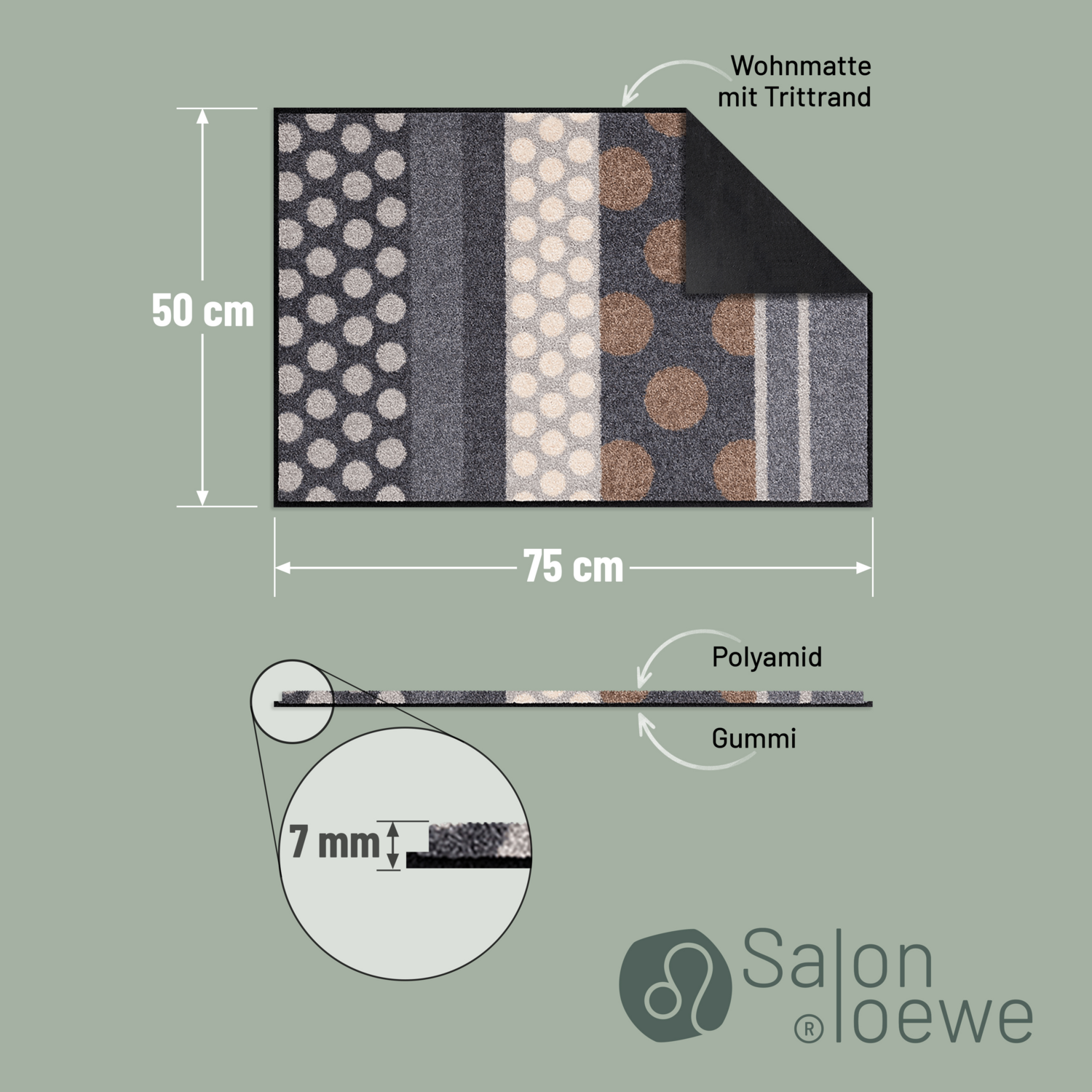 salonloewe-glamour-dots-grau-teppich-50-x-75-cm-gemusterte-fu-matte-in-beige-und image 4
