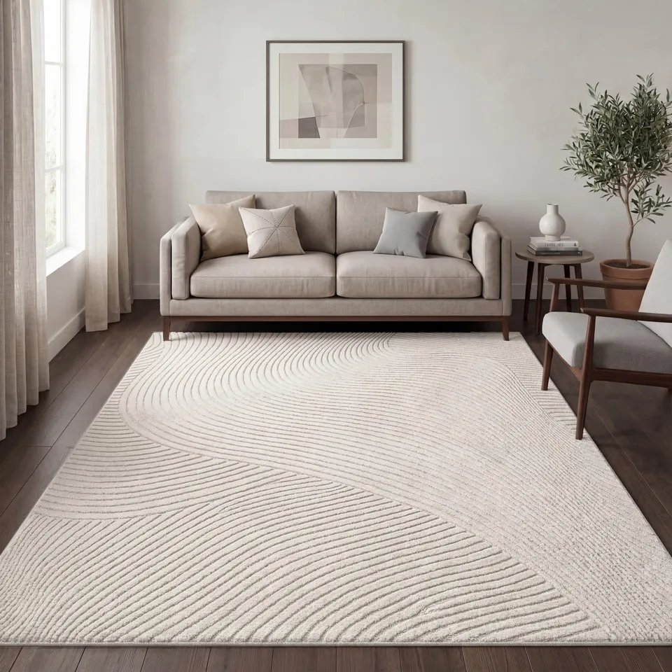 paco-home-metro-panglao-teppich-kurzflor-200x280-cm-creme-wellen-3d image 1