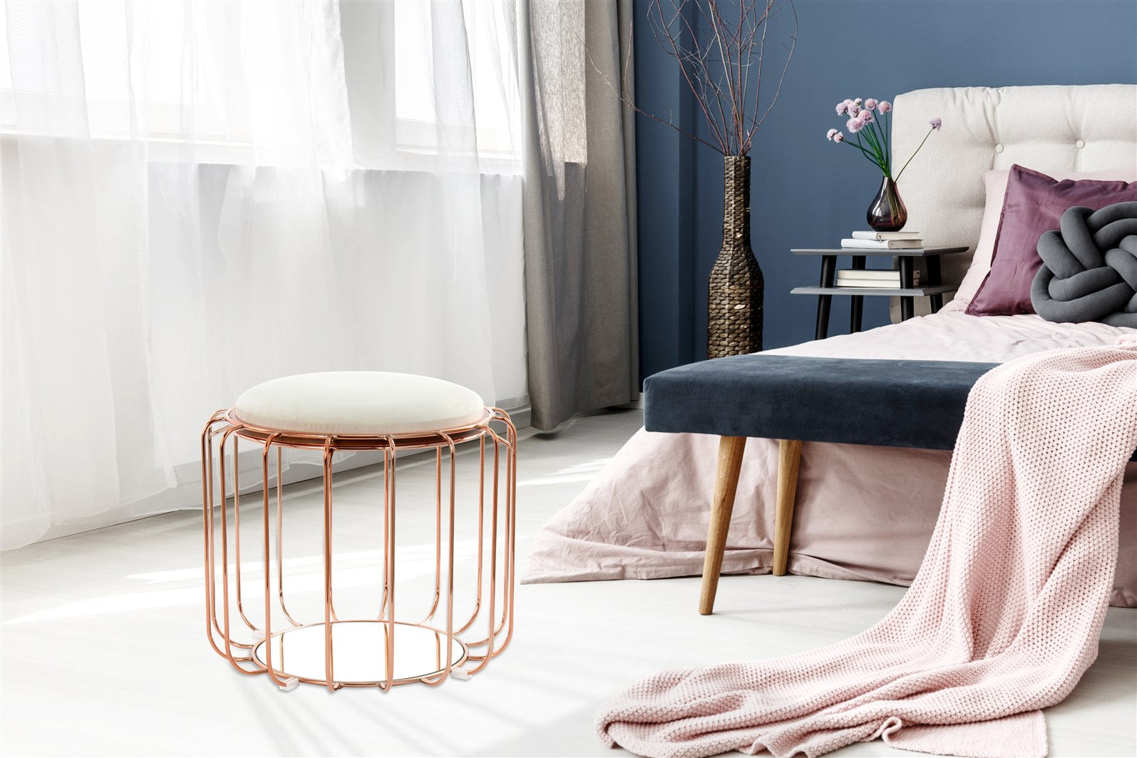 kayoom-beistelltisch-pouf-comfortable-110-2-in-1-metallgestell-spiegelglas image 2