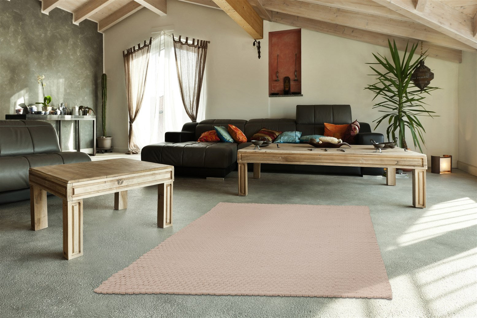 kayoom-corde-8030-handgewebter-baumwollteppich-mit-flecht-design-hochflor image 2