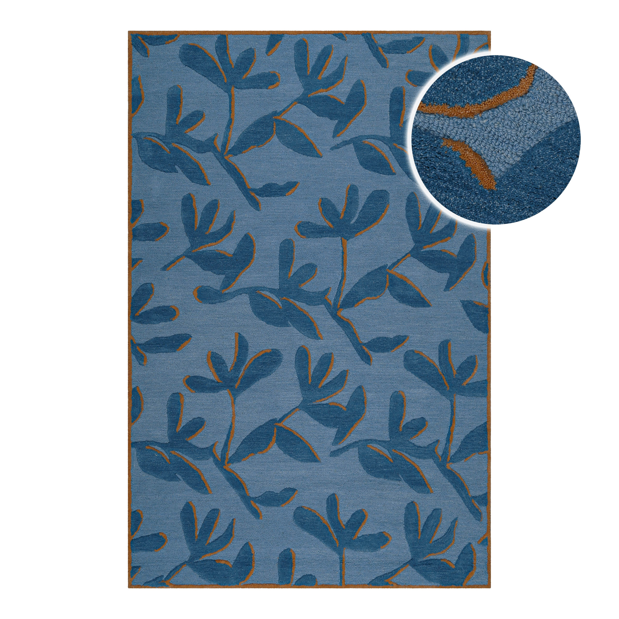 weconhome-summers-peak-kurzflor-teppich-schurwolle-blau-multi-floral image 1