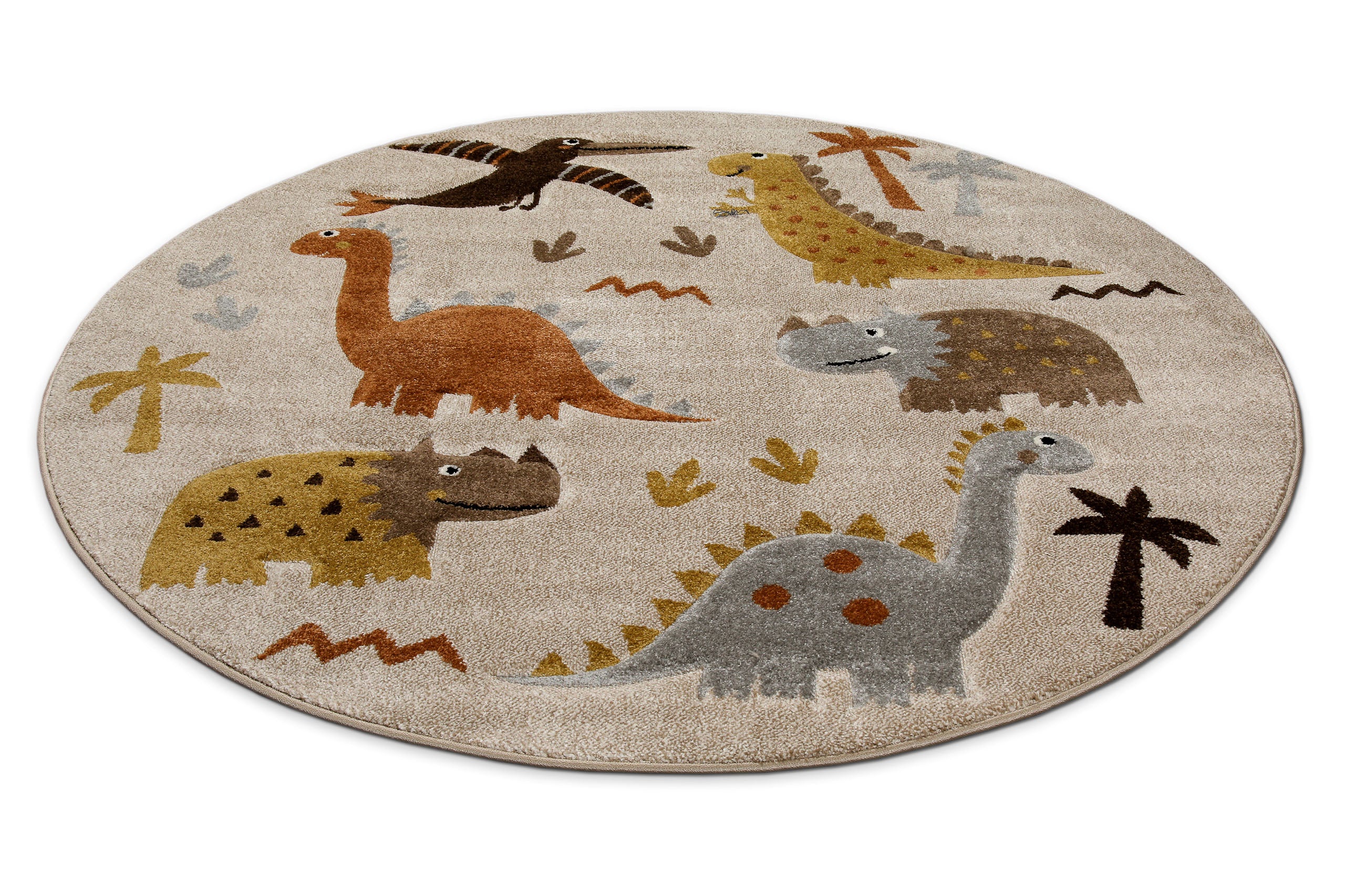 weconhome-smart-kids-kinderteppich-rund-sand-beige-meliert-t-rex-friends image 3