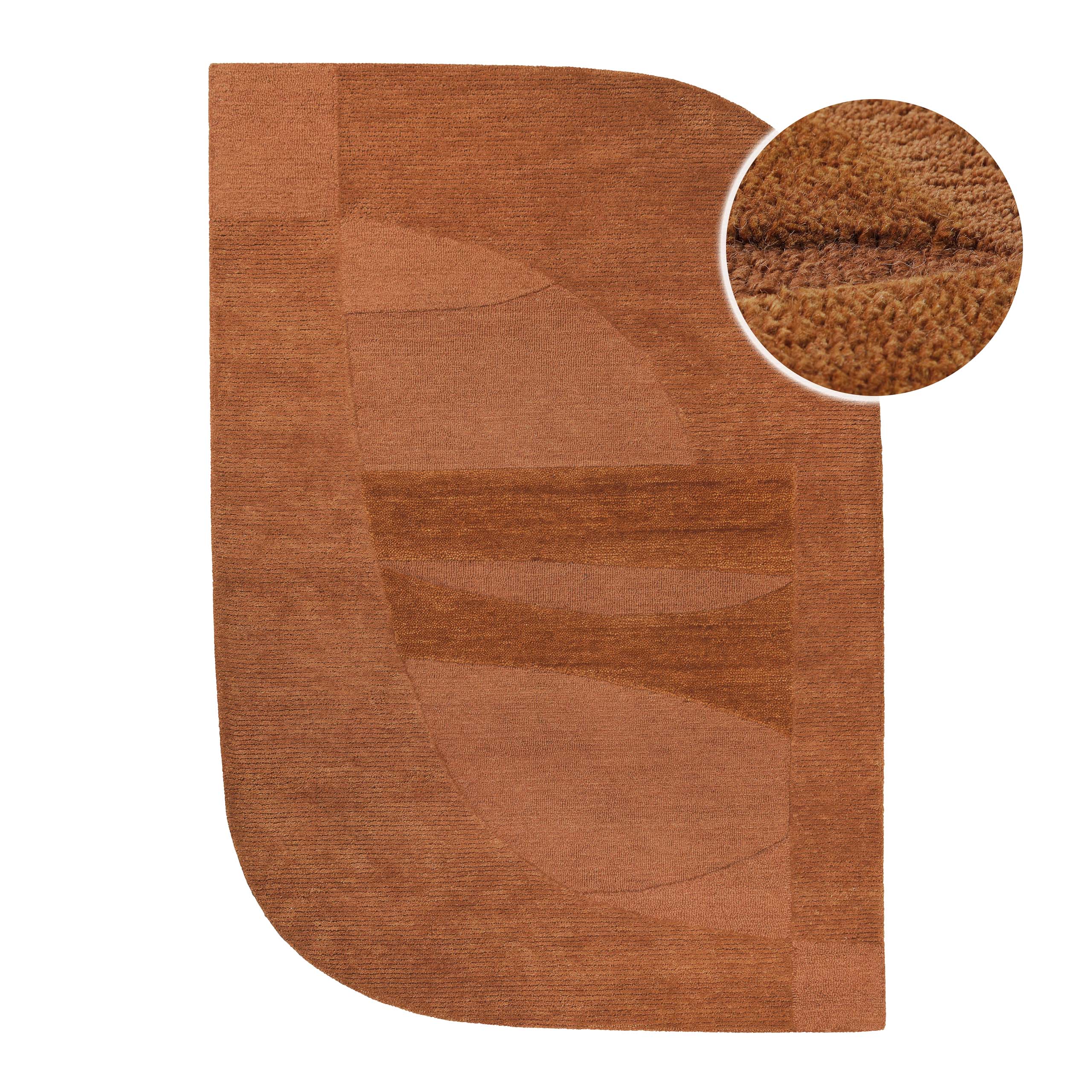 weconhome-dodo-kurzflorteppich-lehmbraun-wei-handgetuftet-100-schurwolle-asymmet image 1