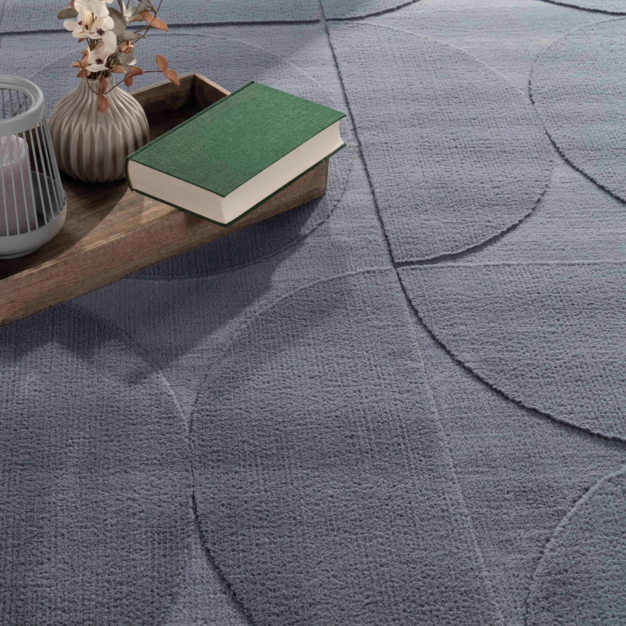 paco-home-skandi-boho-kurzflor-teppich-160x220-cm-anthrazit-rauten image 4