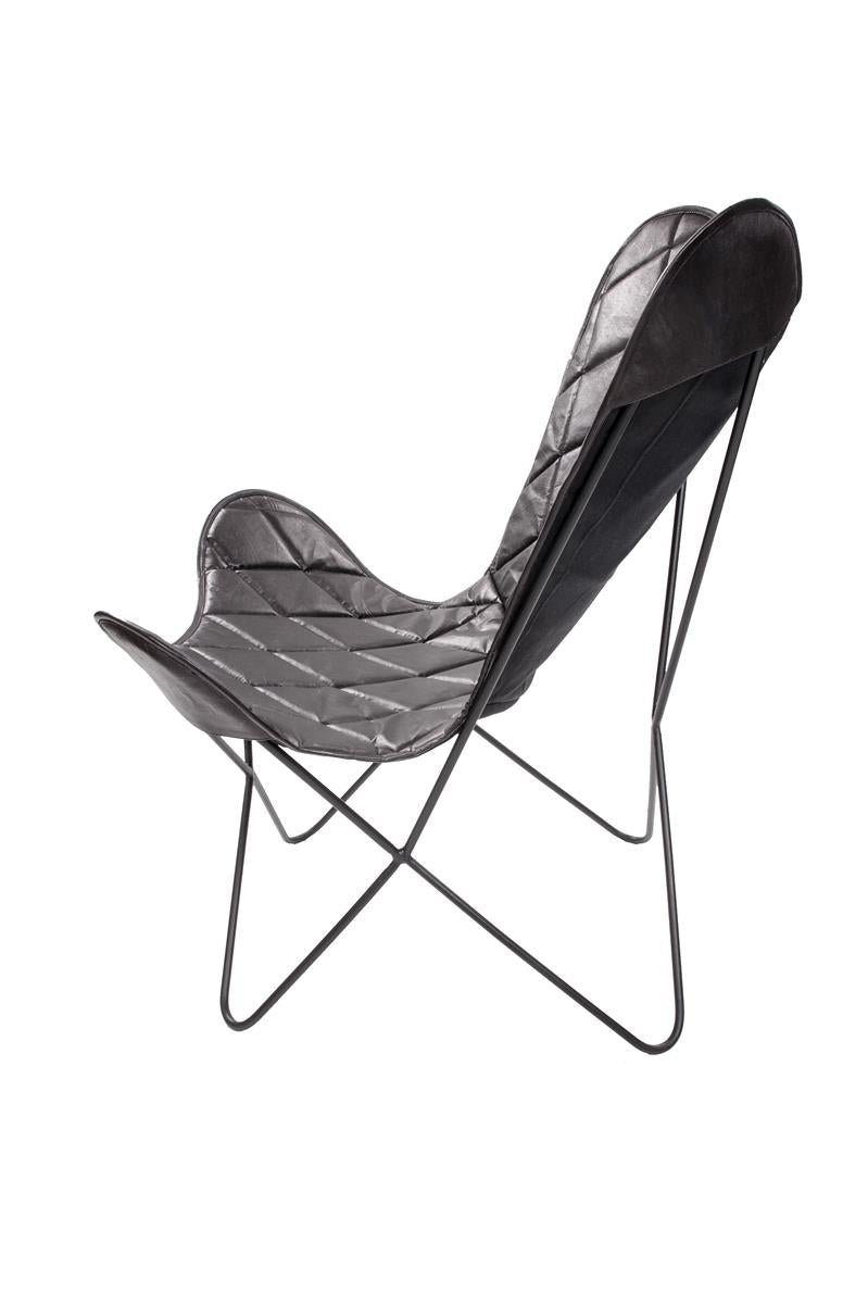 kayoom-schmetterling-stuhl-pablo-handgemacht-aus-leder-karo-muster-metallgestell image 8