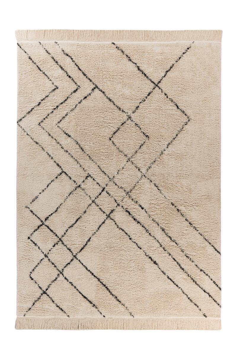 kayoom-mylen-625-flachflorteppich-creme-schwarz-pflegeleicht-verschiedene-gr-en image 1