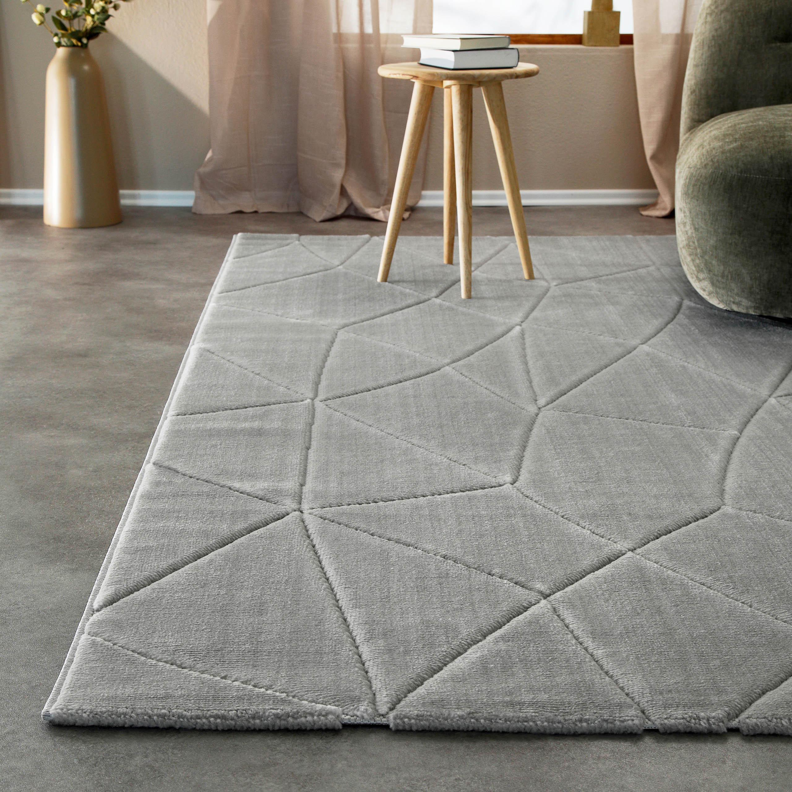 weconhome-unplugged-kurzflorteppich-grau-geometrisch image 2