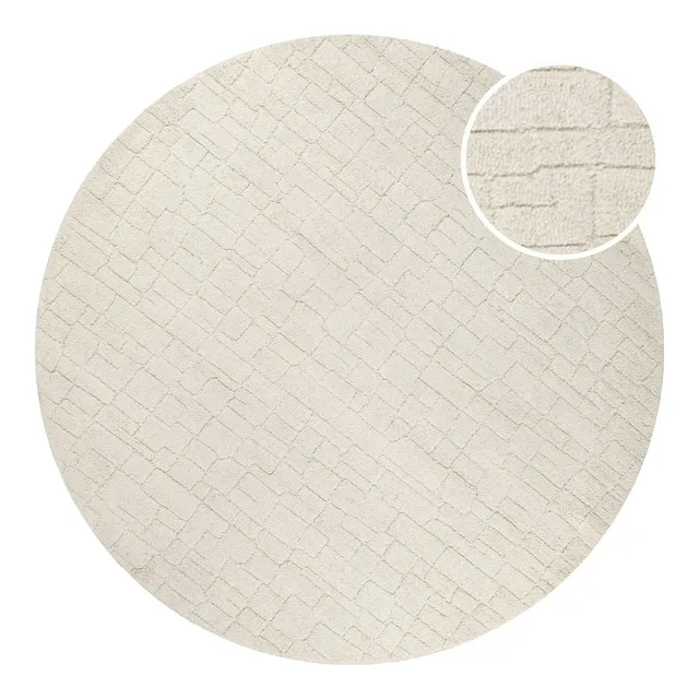 weconhome-hamptons-thirtyone-kurzflor-teppich-rund-creme-wei-handgetuftet-abstra image 1