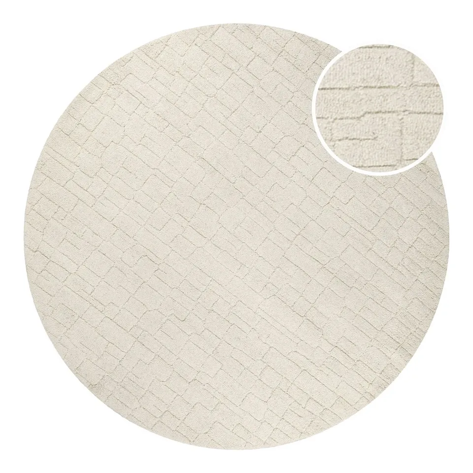weconhome-hamptons-thirtyone-kurzflor-teppich-rund-creme-wei-handgetuftet-abstra image 1