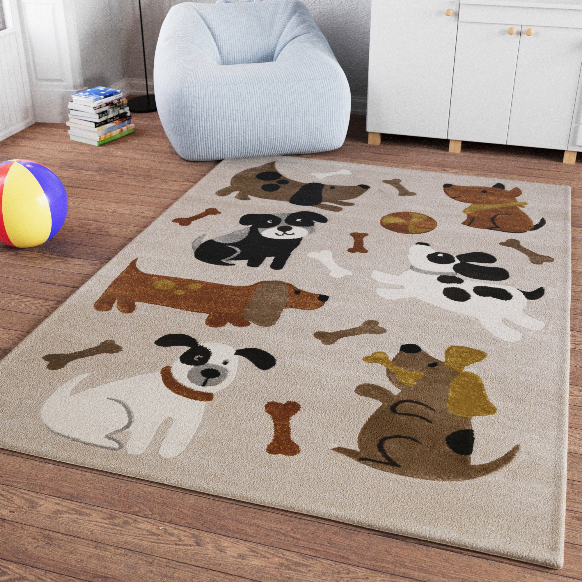 weconhome-smart-kids-kinderteppich-rocky-friends-sand-beige-meliert image 2