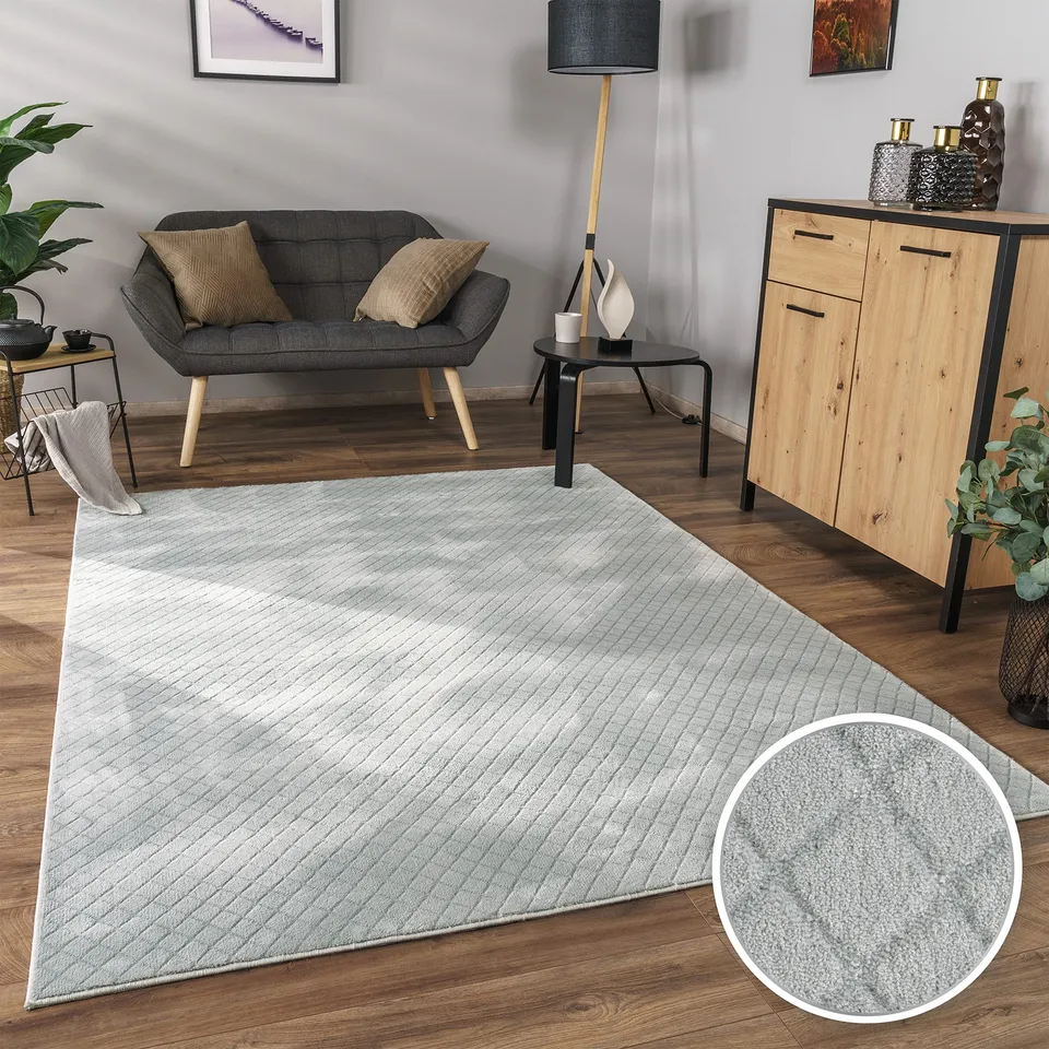 paco-home-metro-teppich-grau-60x100-cm-rauten-3d image 1