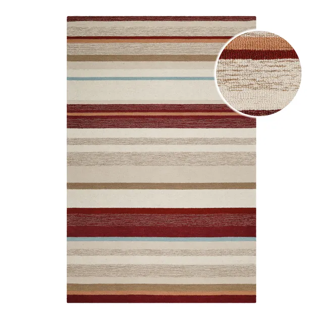 weconhome-sally-kurzflorteppich-beige-multi-streifen-aus-schurwolle image 1