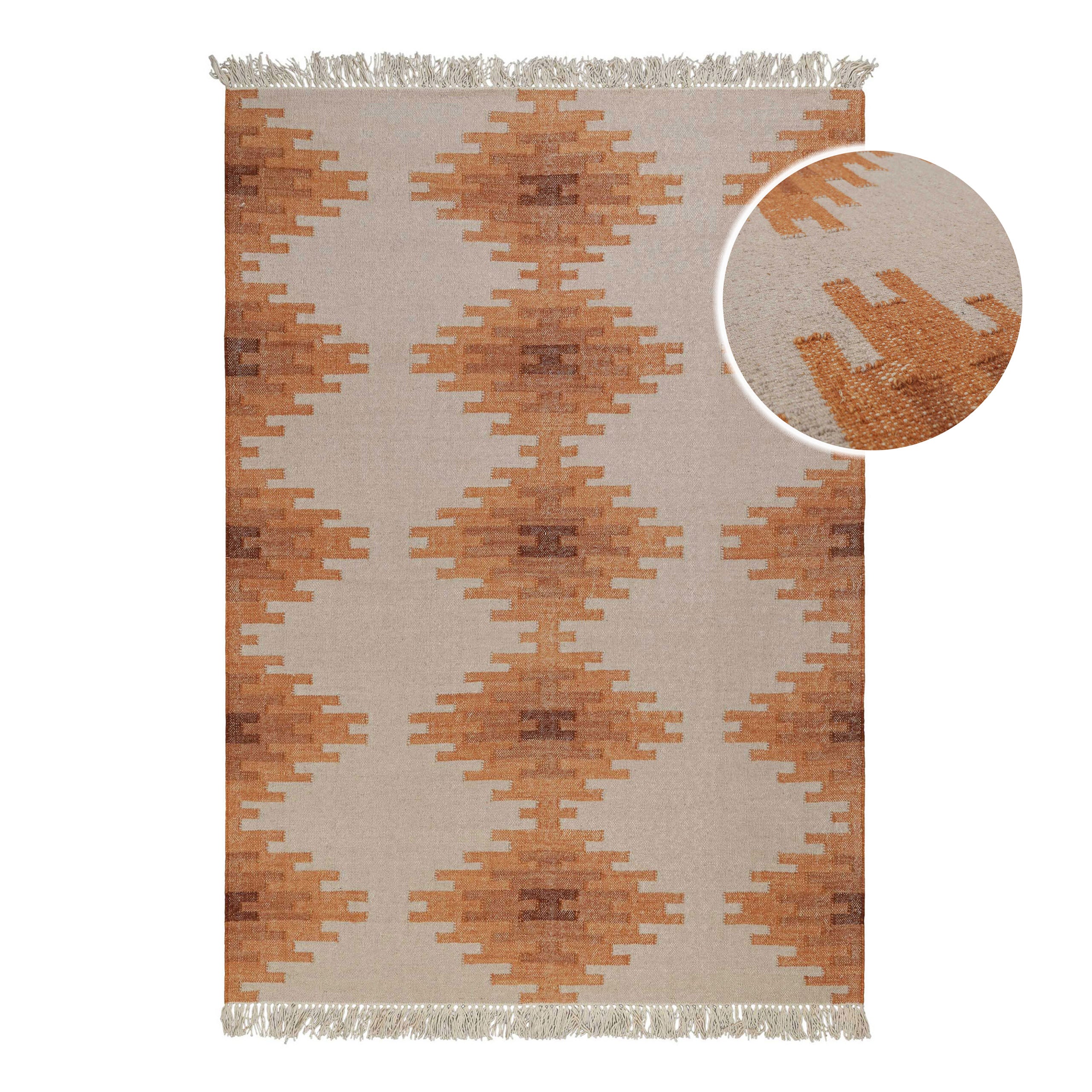 green-looop-kelim-teppich-belle-beige-terracotta-aus-wolle image 2