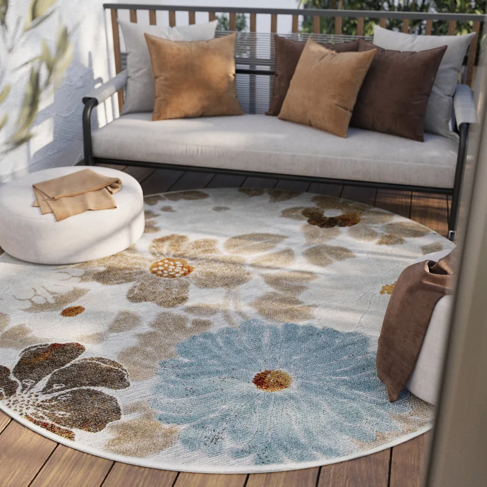 weconhome-beachflower-in-outdoorteppich-rund-beige image 1
