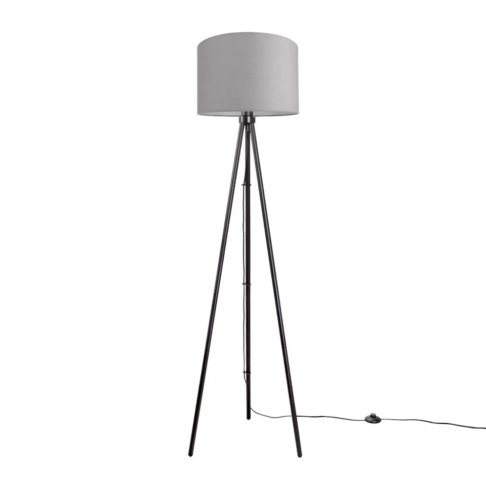 paco-home-volta-led-stehlampe-dreibein-schwarz-schirm-grau-38-cm-e27 image 1