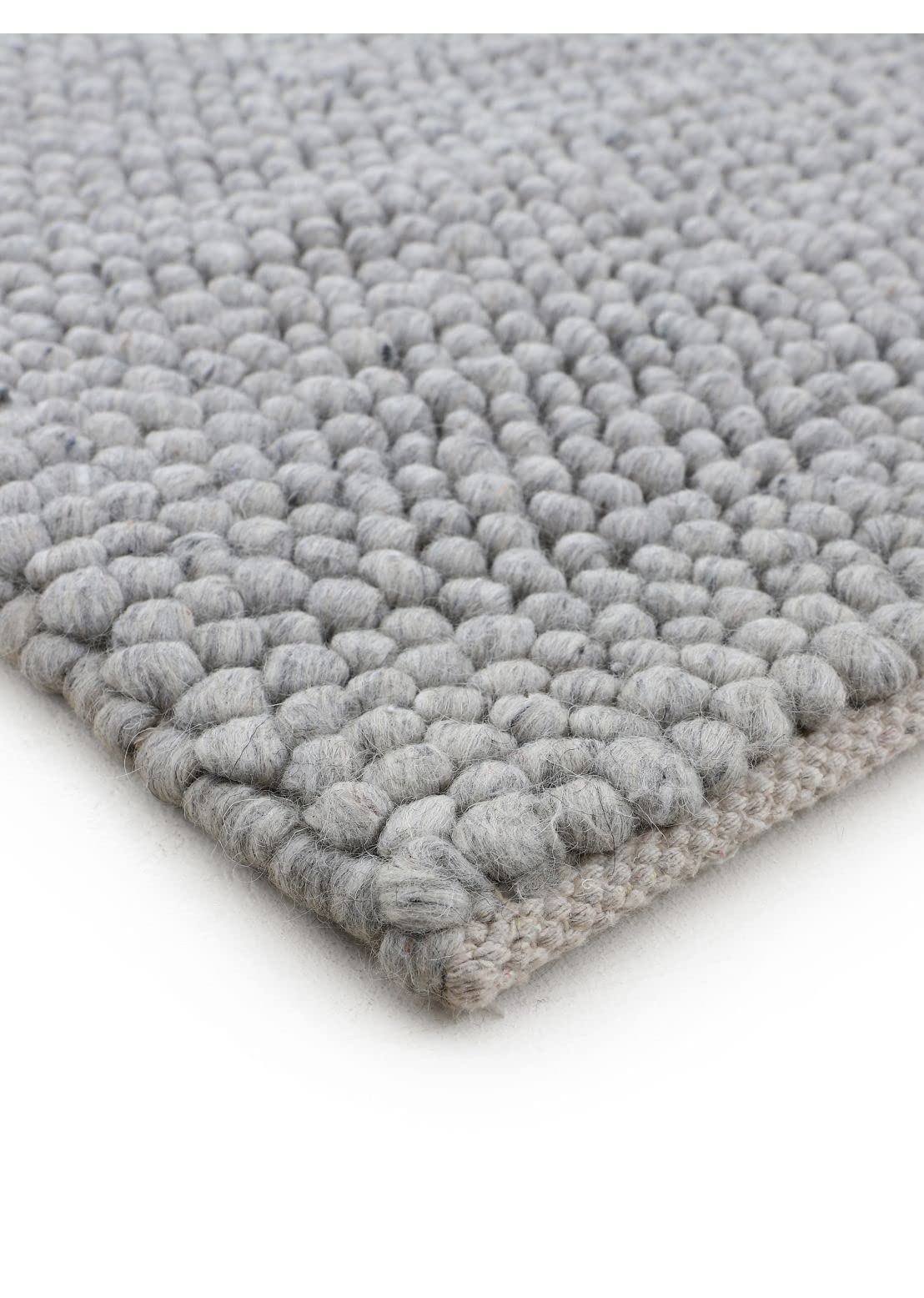 carpetfine-calo-wollteppich-rund-hellgrau-80-cm-filzkugel image 4