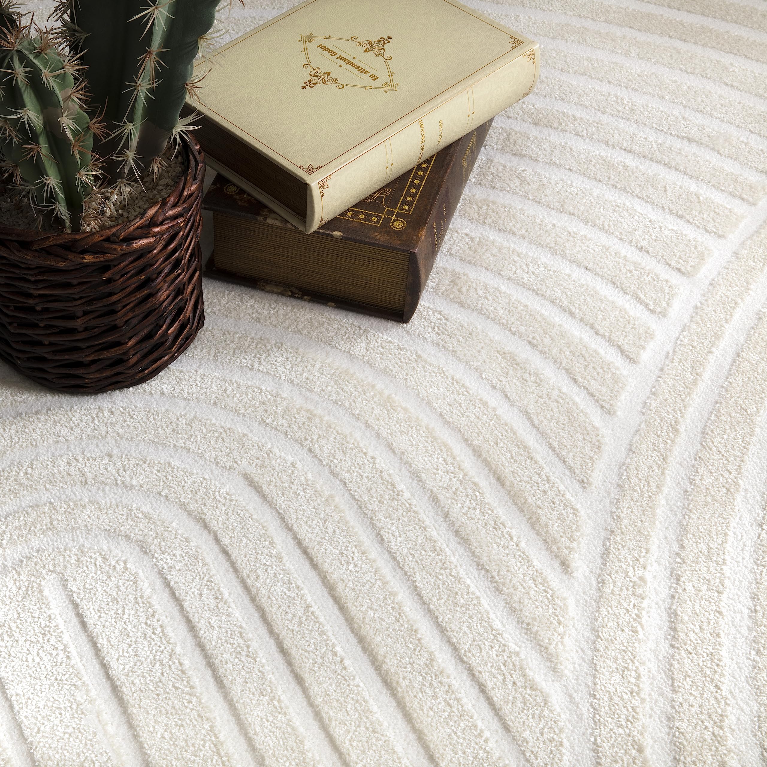 paco-home-teppich-kurzflor-skandi-boho-3d-effekt-creme-6-120x170-cm image 3